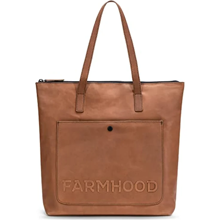 Farmhood Nashville XL Shopper Tasche Leder, 35 cm, Braun, mit Innenfächern und Reißverschlussfach – Bild 1