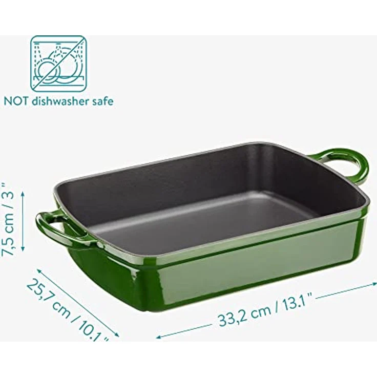 Navaris Auflaufform Gusseisen rechteckig Bräter emailliert, Eisen, (1-St) - Ofenform mit praktischer Emaillebeschichtung, für alle Kochflächen geeignet, 260°C backofenfest – Bild 5