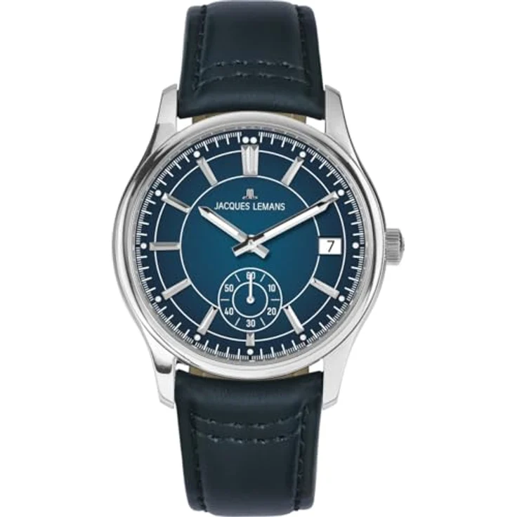 Jacques Lemans Herren Lederuhr 1-2197B, Armbanduhren mit Kalender und Sekundenanzeige – Bild 1