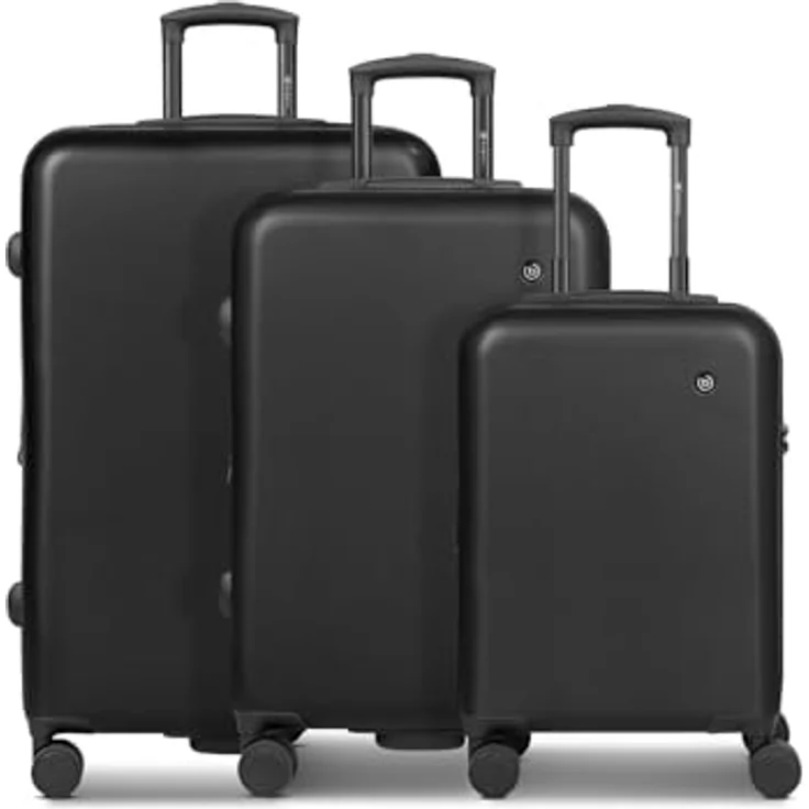 Bugatti Valencia 2.0 Kofferset, 3-teilig mit Dehnfalte und 4 Rollen, Schwarz, (38 l) – Bild 1