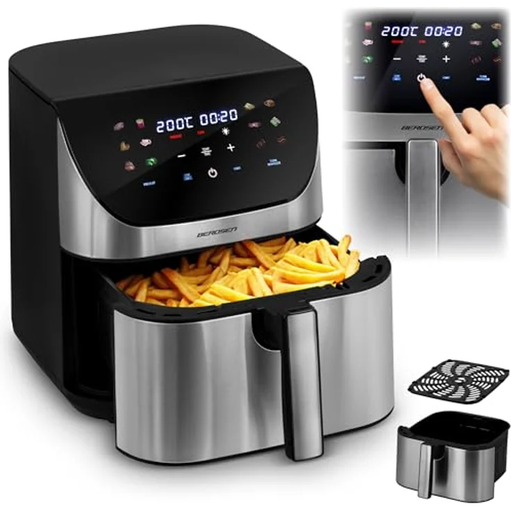 Berdsen Heißluftfritteuse XXL 8L, Airfryer mit Touchscreen, 1700W, 12 Programme, gesund frittieren ohne Fett – Bild 1