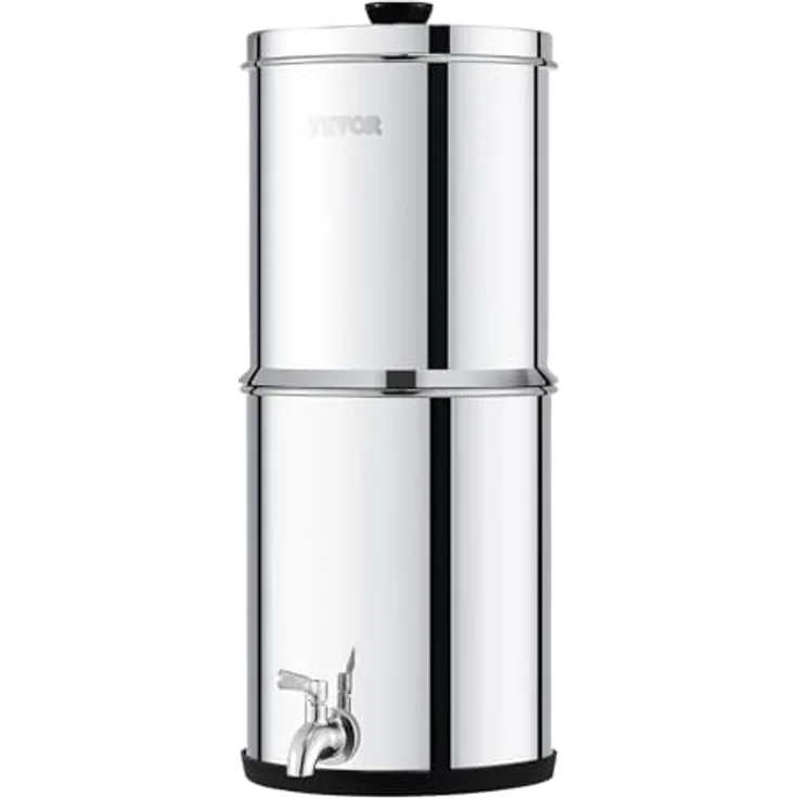 VEVOR Schwerkraft Wasserfiltersystem Edelstahl, 4,4 + 5,5 L Wasserfiltrationssystem mit 2 Kohlefiltern, reduziert Blei und bis zu 99 % Chlor – Bild 9