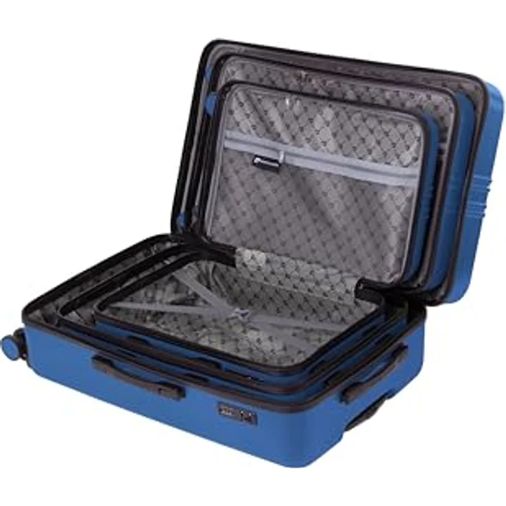 Pierre Cardin, Koffer, 4 Rollen Kofferset 3-teilig, (99 l, XL) - Stilvolles Reisegepäck mit Kreuzpackgurt und Wäschefach, Schwarz – Bild 3