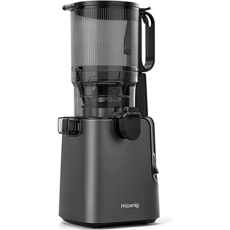 H.Koenig Vertikaler Entsafter GSX26, BPA-frei, große Öffnung 135 mm, sanfter Druck 50 U/min, Edelstahl, geräuscharm, 250 W, Anti-Tropf-System, spülmaschinengeeignet – Bild 3