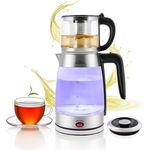 Elektronik SCHÄFER Teekocher Glas-Teekocher 1,8/0,8 Liter Schwarz/Silber - Wasserkocher mit Warmhaltefunktion bis 85°C und verdecktem Heizelement