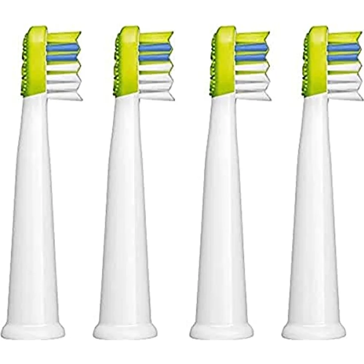 SENCOR SOX 014GR Ersatzköpfe kompatibel mit Zahnbürsten SOC 091x, Silikonseite des Zungenreinigungskopfes, 2 Stück in Kompaktverpackung, gelb-grün-Weiss, Schwarz, ABC – Bild 3