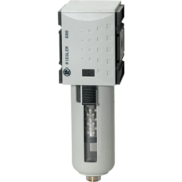 Riegler Aktivkohlefilter »FUTURA«, PC-Behälter mit Schutzkorb, BG 1, G 3/8, für Druckluft und Gase, Restölgehalt 0,005 mg/m³