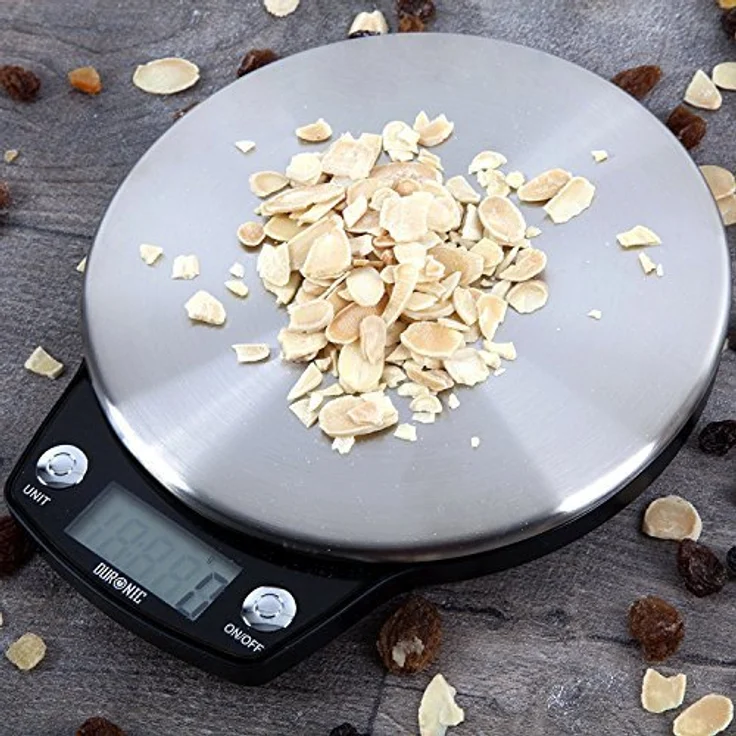 Duronic KS6000 RD Küchenwaage | 5 kg Digitalwaage rund mit 2,5 L abnehmbarer Schüssel | 1 g grammgenau Präzision-Feinwaage | Haushaltswaage mit Tara-Funktion | Digitale Waage mit Hold-Funktion | Backen – Bild 5