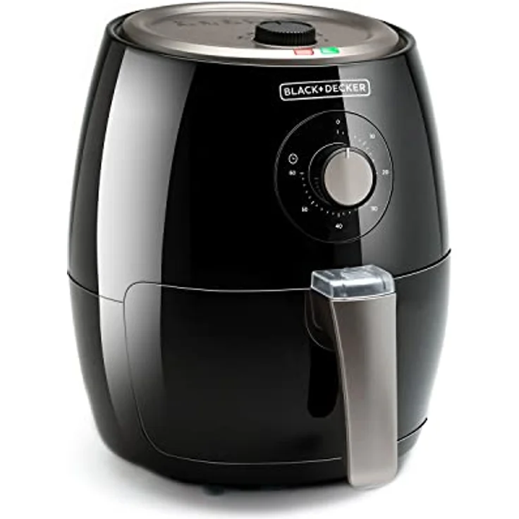 Black + Decker BXAF2500E Heißluftfritteuse, ohne Öl, Standgerät, 1500 Watt, 2,5 Liter, Temperaturbereich bis 200 °C, Timer, schwarz – Bild 2