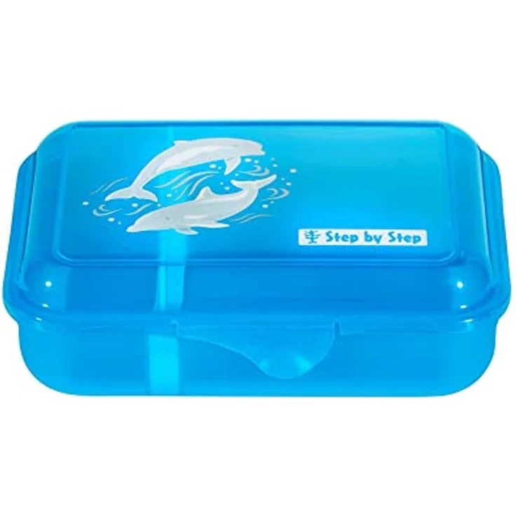 Step by Step Lunchbox „Dolphin Pippa“, mit Trennwand und Klickverschluss, spülmaschinenfest, BPA-frei, für Schule und Kindergarten, 0,9L, blau – Bild 1