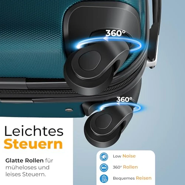 KESSER® Reisekoffer 120L, Hartschalenkoffer mit Kofferwaage, Zahlenschloss und 4 Rollen, Petrolgrün, 75x50x32cm – Bild 4