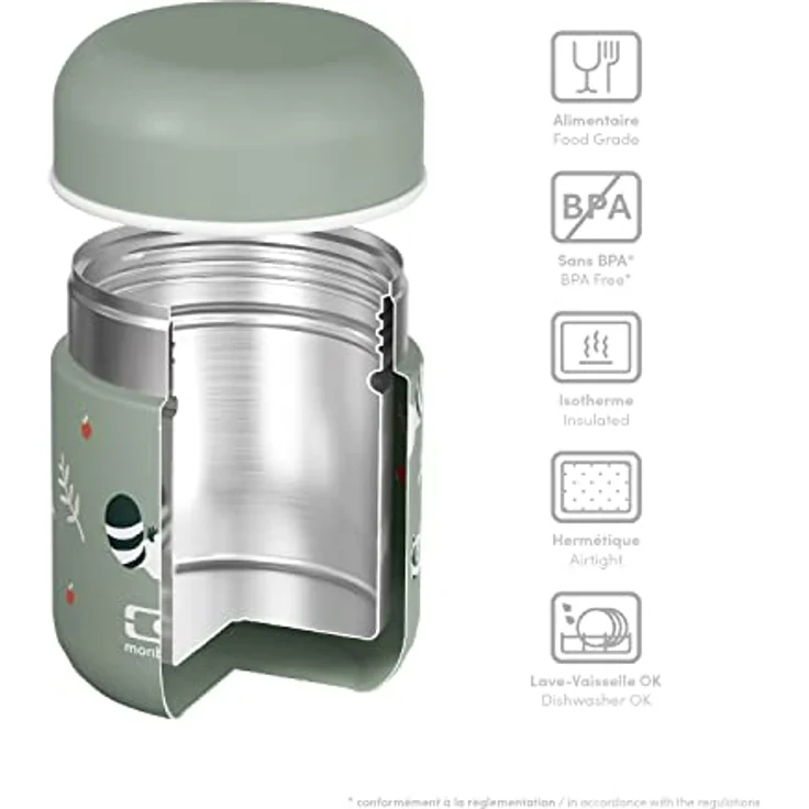 Monbento Kids Small Insulated Container MB Capsule Raccoon - Leakproof and Insulated - Small Lunch Box Keeps, Lunchbox – Bild 3