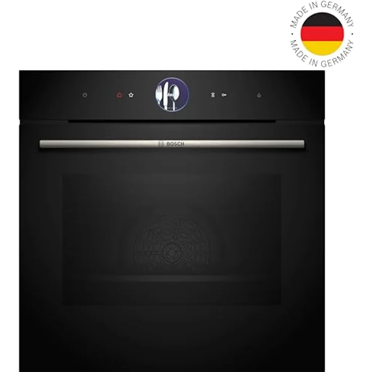 Bosch HRG7764B1, Smarter iQ700 Einbau-Backofen mit Dampfunktion, 60 x 60 cm, Schwarz, Made in Germany, Pyrolyse & Hydrolyse, Bratenthermometer, Air Fry, Farb-Touch-Screen, 4D Heißluft, Bosch Assist – Bild 2