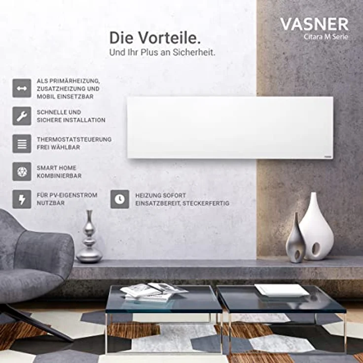 VASNER Citara M Infrarotheizung – Infrarot Elektroheizung Metall weiß Wandheizung Deckenheizung IP44 Schutz Bad Heizpaneel Innenbereich 10 J. Garantie (550 Watt) – Bild 4