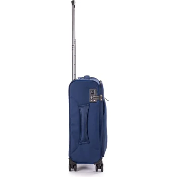 Stratic Mix Koffer Weichschale Reisekoffer Trolley Rollkoffer Handgepäck, TSA Kofferschloss, 4 Rollen, Erweiterbar, Größe S, Blau – Bild 3