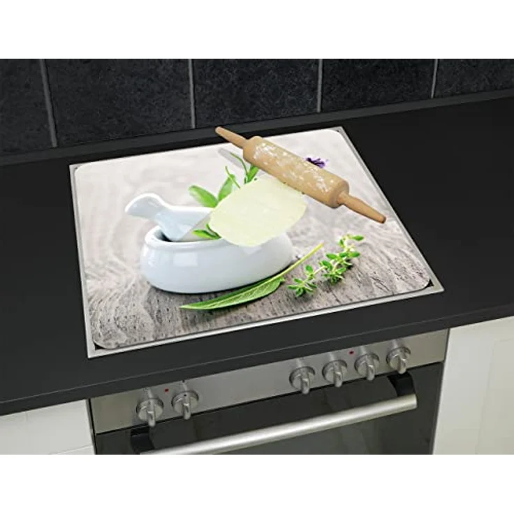 WENKO Multi-Platte Kräutergarten - für Glaskeramik Kochfelder, Schneidbrett, Gehärtetes Glas, 56 x 0,5 x 50 cm, mehrfarbig – Bild 3