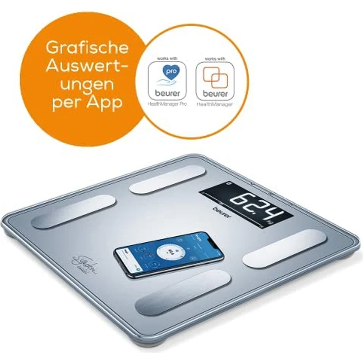 Beurer BF 405 Digitale Personenwaage Wägebereich (max.)=200kg Weiß Mit Bluetooth – Bild 3