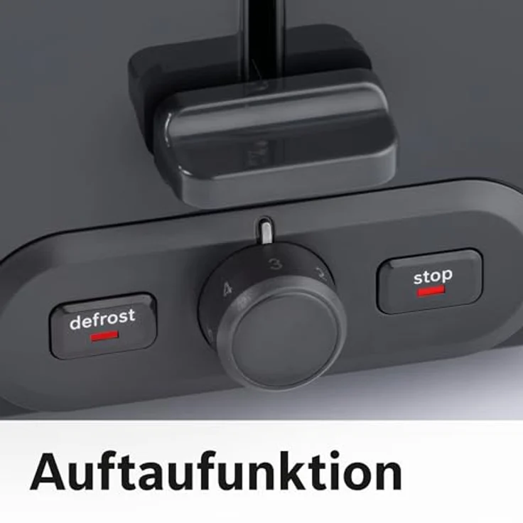 Bosch TAT4P424DE DesignLine Kompakt-Toaster, Auftau-Aufwärmfunktion, versenkbarer Brötchenaufsatz, Abschaltautomatik, 970 W, rot – Bild 7