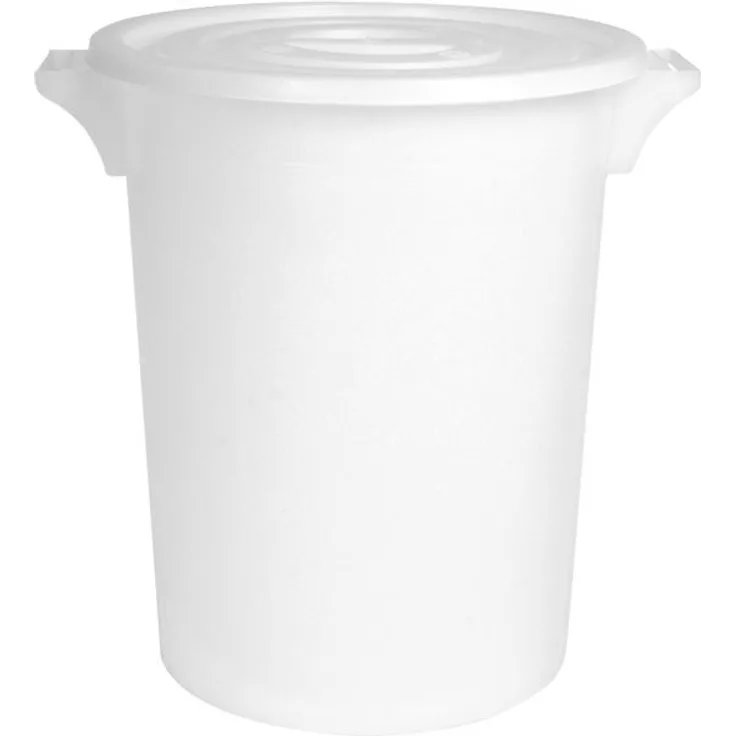 Rechberger Lebensmitteltonne Kunststoff, 50 Liter, weiß, mit Deckel und 2 Außengriffen