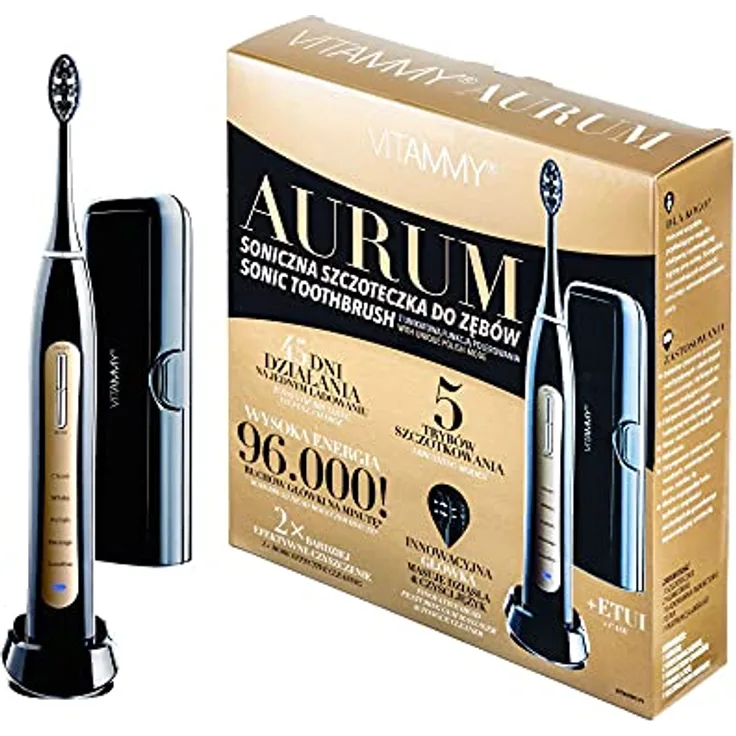 Vitammy Aurum Sonische Zahnbürste, Polierfunktion, Praktisches Zahnbürstenetui