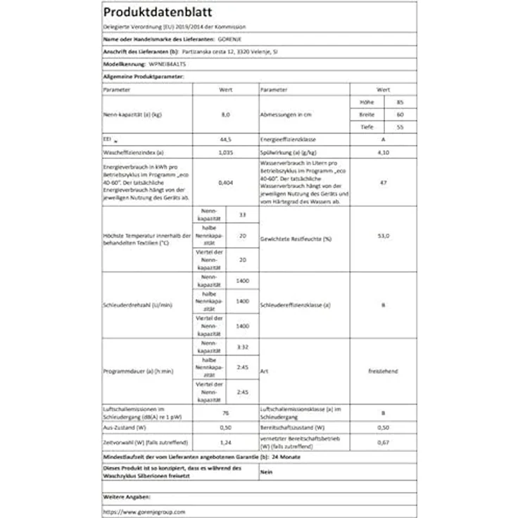 Gorenje WPNEI84A1TS Waschmaschine, 8kg, 1400 U/min., Dampffunktion, 15 Programme, WaveActive Trommel, ConnectLife WIFI, inox – Bild 9