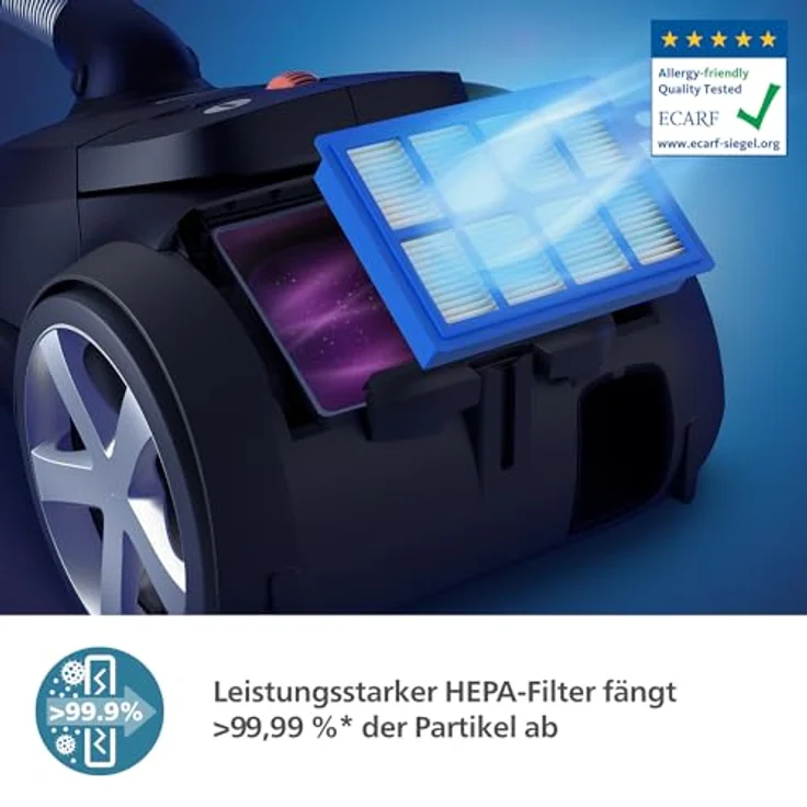 Philips Bodenstaubsauger XD8122/10 8000 Serie, 900W, 4l, mit HEPA-Filter, TriActive+ LED-Düse, Möbelaufsätze inkl, Tiefschwarz matt – Bild 5