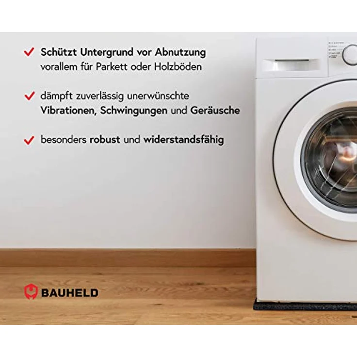 BAUHELD® Antivibrationsmatte 60x60cm, Gummigranulat, rutschfest und robust, made in Germany – Bild 4