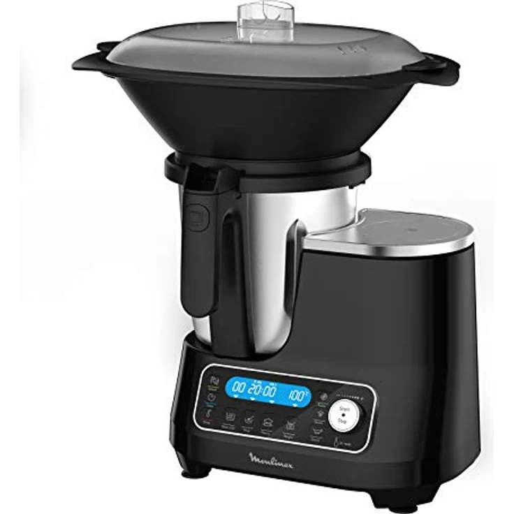 Moulinex HF4568 Click Chef Küchenmaschine mit Kochfunktion | 1400 Watt | 12 Geschwindigkeitsstufen | Gesamtvolumen 3,6 Liter | 28 Funktionen | inkl. Zubehör und Rezeptheft | Farbe Schwarz – Bild 5