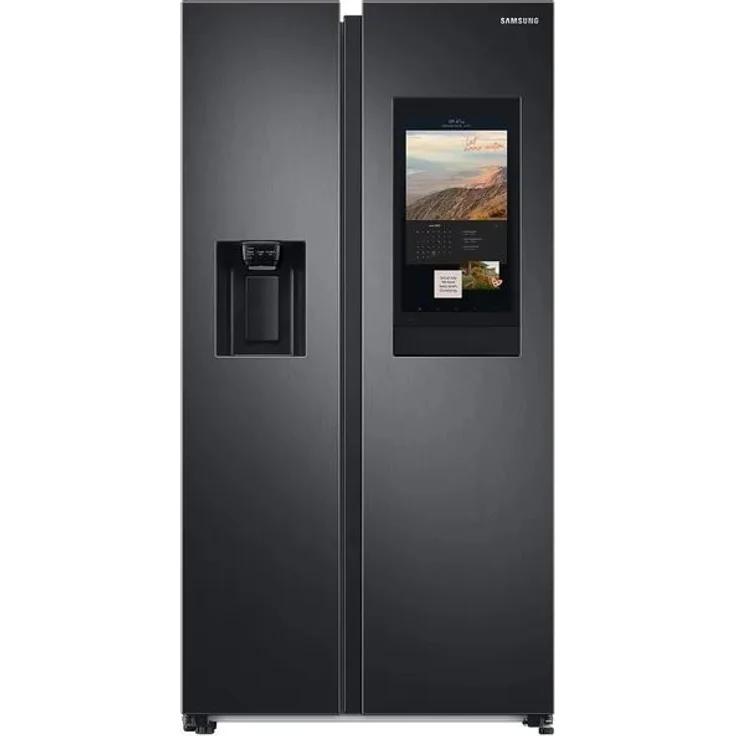Samsung RS6HA8891B1/EG Side-by-Side-Kühlschrank, freistehend, schwarz, NoFrost, Wasser- und Eiswürfelspender, Festwasseranschluss, Smart Connect, Food Cam, Schnellgefrieren und -kühlen, Breite 91.2 cm – Bild 1