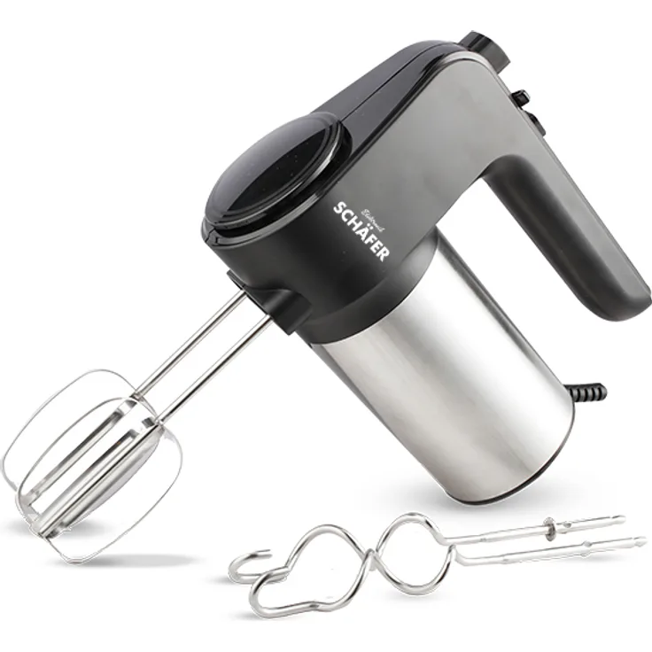 Schäfer Handmixer, 400W, 6 Geschwindigkeiten, Turbo-Funktion, Edelstahl, schwarz-EDS