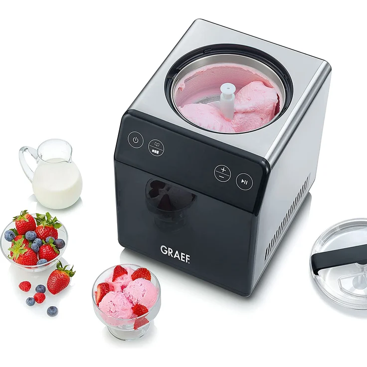 Graef IM 700 Eismaschine 2in1 mit Joghurtfunktion, 180W, Edelstahl, 4 Programme, edelstahl-schwarz – Bild 2
