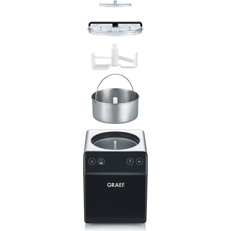 Graef IM 700 Eismaschine 2in1 mit Joghurtfunktion, 180W, Edelstahl, 4 Programme, edelstahl-schwarz – Bild 6