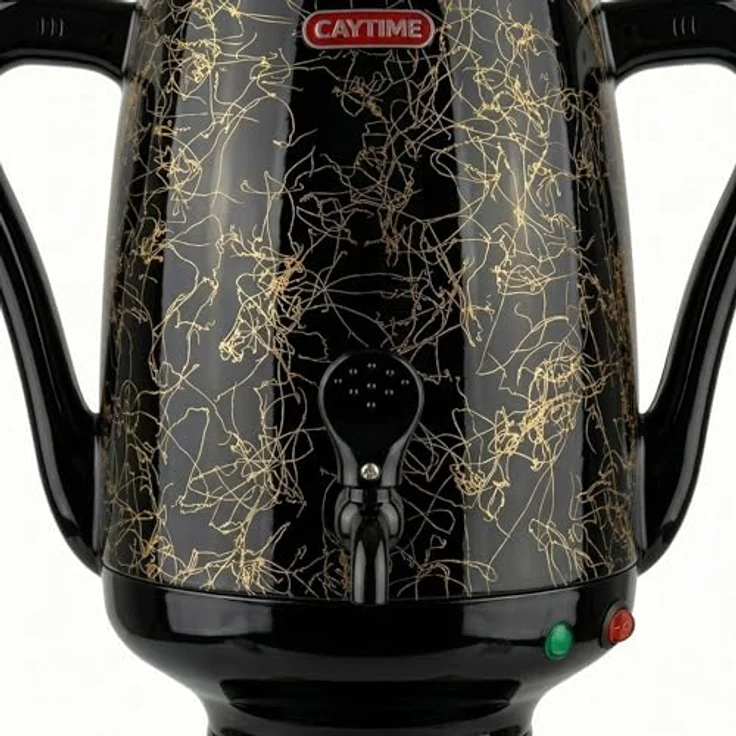 Caytime Samowar 3,5 L Semaver Edelstahl, elektrischer Teekocher mit schwarzer Keramikkanne und schnellem Erhitzen – Bild 3