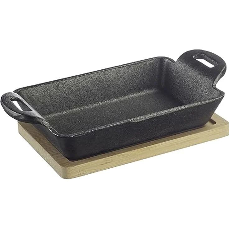 Westmark Gusseiserne Schale Tapas + Friends – kleine Gusseisen-Auflaufform, für alle Herdarten geeignet, auch Induktion und Grill, inkl. Bambus-Untersetzer – Eisen, 300 ml – Bild 1