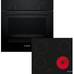 Bosch Einbau-Backofen-Set HBF010BA1 + PKE61RAA2E, Elektro-Backofen mit 5 Beheizungsarten, 66 l Garraumvolumen, Schwarz und Elektro-Kochfeld HBD211FB66, 60 cm, rahmenlos