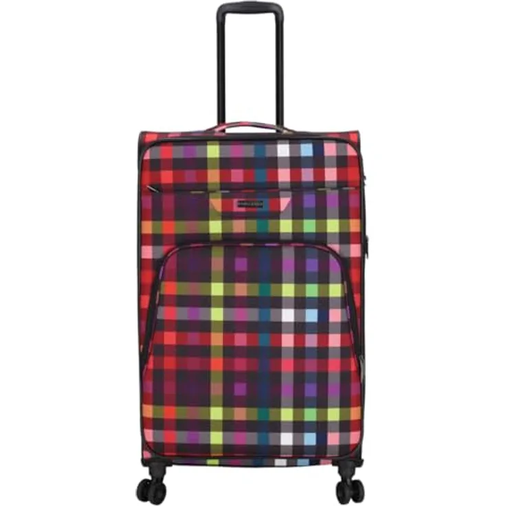 Kenorada Reisetrolley SoftLITE 4w | Leichter Trolley aus strapazierfähigem Polyester | Vier Doppelrollen | TSA Zahlenschloss | multicolorcheck, L - 78 cm