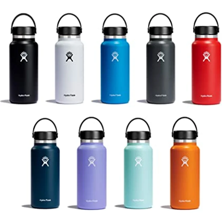 HYDRO FLASK - Trinkflasche 946ml (32oz) - Isolierte Wasserflasche aus Edelstahl - Sportflasche mit auslaufsicherem Flex Cap-Deckel & Gurt - Thermoflasche Spülmaschinenfest - Größe Öffnung - Agave – Bild 4