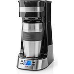 TronicXL Kleine Digitale 1 Tassen Kaffeemaschine Thermo Tasse Reisebecher Anti-Tropf Isolierung Kompakt Filterkaffee Filterkaffeemaschine Edelstahl silber schwarz Digital Display beleuchtet mit Timer