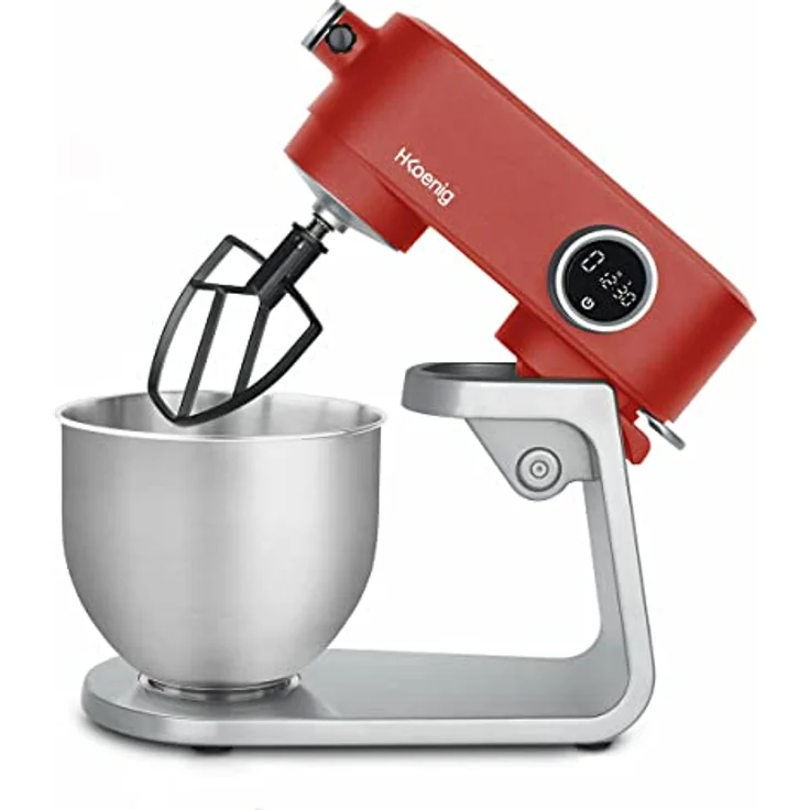 H.Koenig KM124 Küchenmaschine multifunktionell, 5 l, professionell, 800W 8 Geschwindigkeiten, rot – Bild 4
