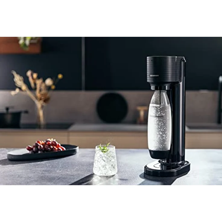 SodaStream Gaia, Wassersprudler mit CO2-Zylinder und 1x 1L spülmaschinenfeste Kunststoff-Flasche, Höhe: 44cm, Farbe: Schwarz – Bild 5