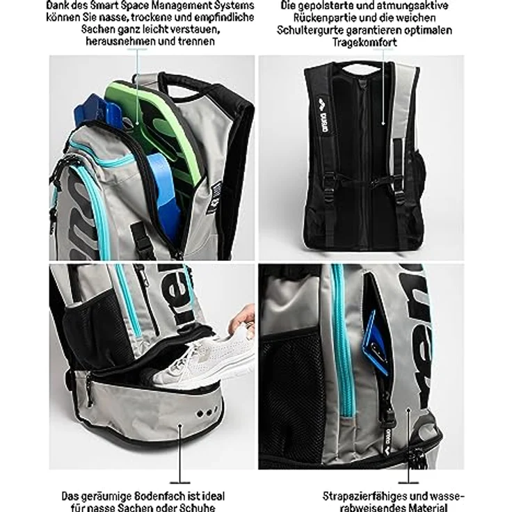 Arena Daypack Fastpack 3.0 Schwimmrucksack, 40 Liter, wasserabweisend mit cleverem Platzmanagement und separater Schwimmtasche – Bild 3