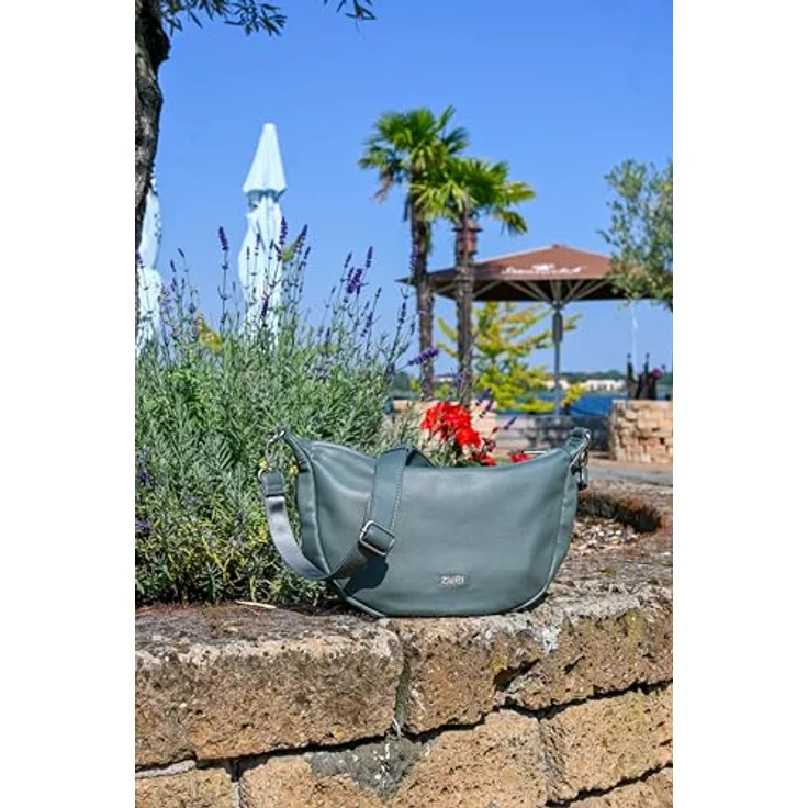 Zwei Umhängetasche M70 Half-Moon Bag, grün, mit sanft geschwungenen Linien – Bild 8