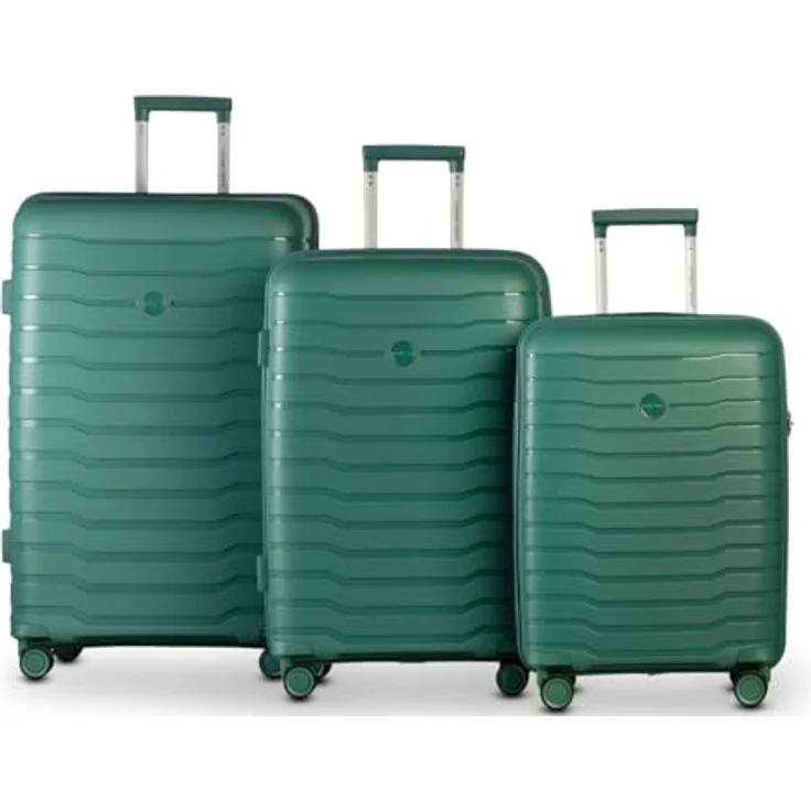Worldpack Portland Kofferset 3-teilig, 4 Rollen, 100% Polypropylen, graugrün, Maße: 52 cm x 29 cm x 72 cm – Bild 2