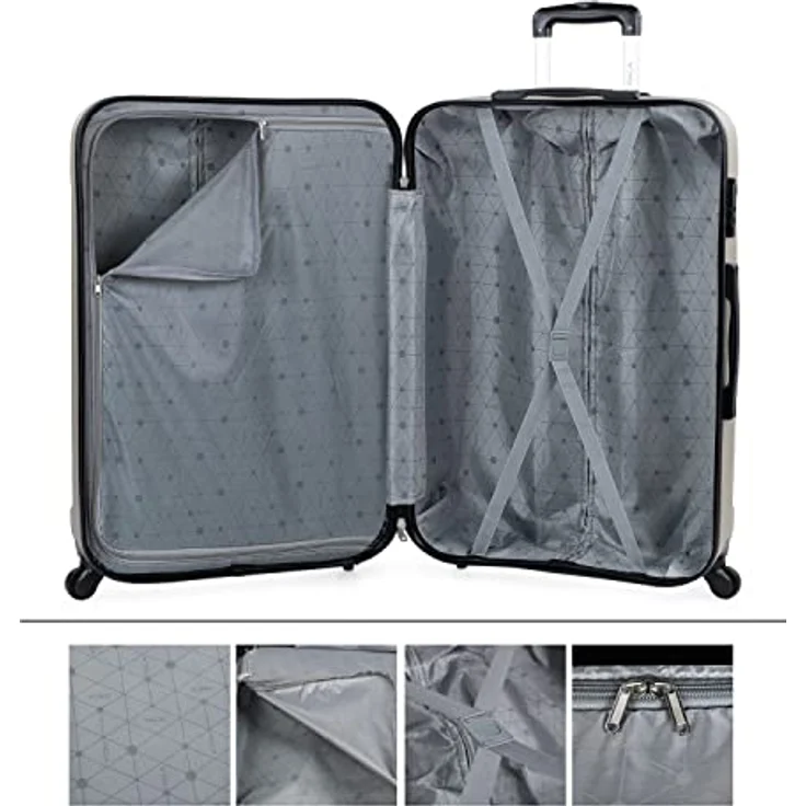 ITACA - Koffer Groß 4 Räder Großer Koffer Leichte - [ ABS ] Reisekoffer Groß für Flugzeuge Koffer Hartschale mit TSA Geprüftem Schloss - Handgepäck Koffer [ 48x73x28 ] - Trolley Koffer Kom, Champagner – Bild 4