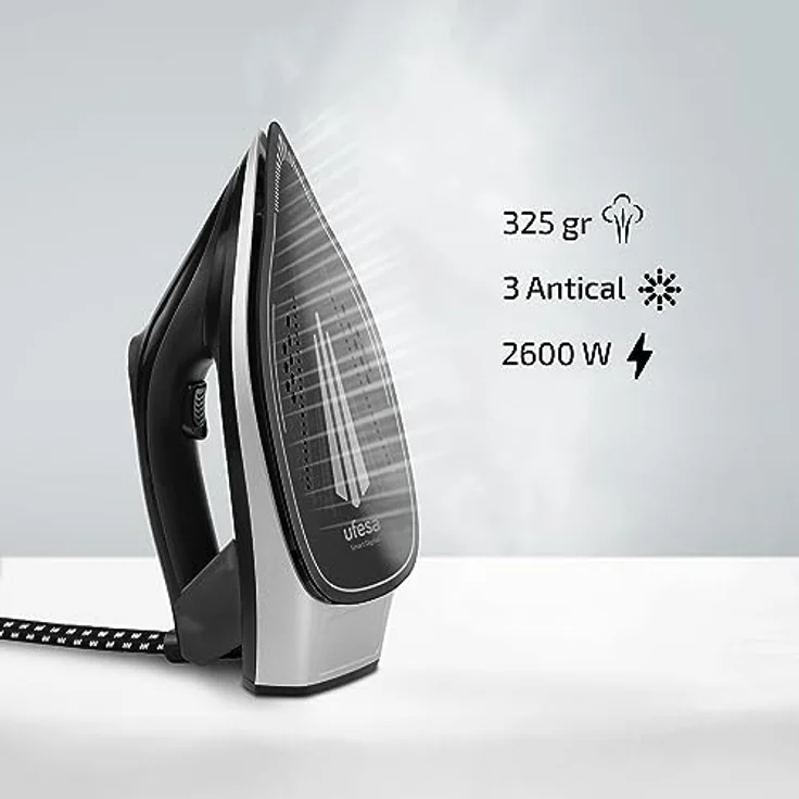 Ufesa Digital Care, Dampfbügeleisen mit Boiler, Leistung 2600 W, Druck 7 BAR, automatischer digitaler Thermostat, LED-Anzeige, schwarz und grau – Bild 3