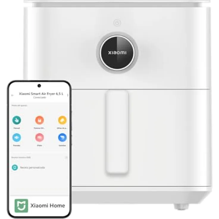 Xiaomi Smart Air Fryer 6.5L Luftfritteuse, 6,5 l, 1800 W, 100 Rezepte, OLED-Display, einstellbare Temperatur 40 °C - 220 °C, gleichmäßiges Garen 360 °, Weiß (ES)