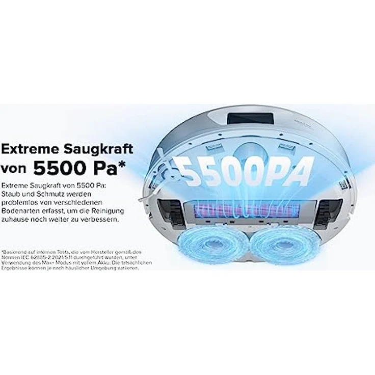 roborock Q Revo Saug- & Wischroboter mit Absaugstation (Saugleistung 5500Pa, 180min Akkulaufzeit, 350ml Staub- / 80ml Wassertank, 200 UpM rotierende Mop-Pads, App-/Sprachsteuerung) – Bild 2