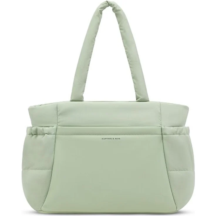 Kapten & Son Hellvi Shopper Tasche, Einkaufstasche mit Laptopfach für 41.5 cm Laptops, grün