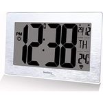 Technoline kleine WS8019 und moderne Wanduhr, Funk, gebürstete Silber-Optik, Größe: 212 x 140 x 32 mm