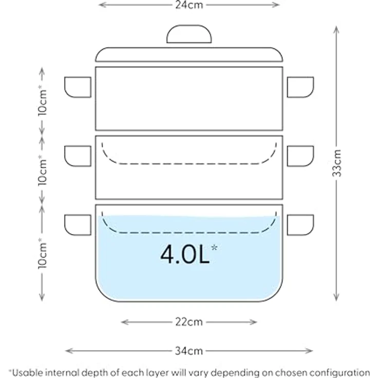 Judge 3 Stöckiger Dampfgarer-Set mit Glasdeckel, silber, 24 cm – Bild 3